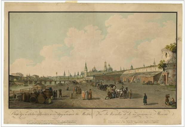 Вид Кремля с Москворецкой набережной, 1795 год. Вид Кремля с Москворецкой набережной, 1795 год.