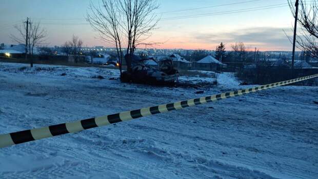 Место на Степном в Луганске, где, предварительно, была подорвана машина