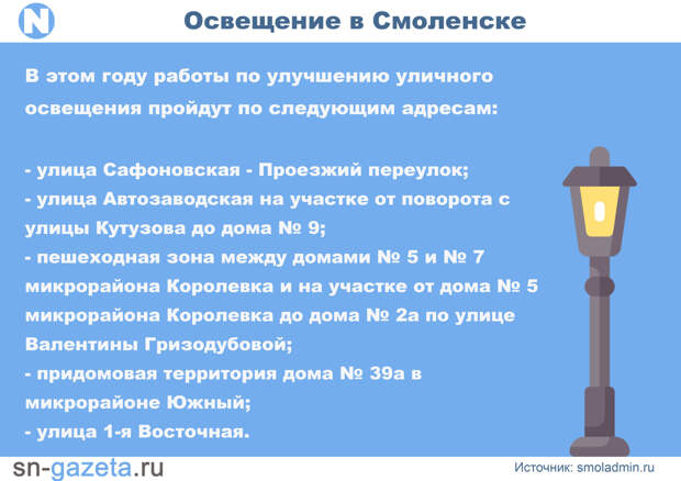 На улучшение освещения в Смоленске потратят пять миллионов рублей