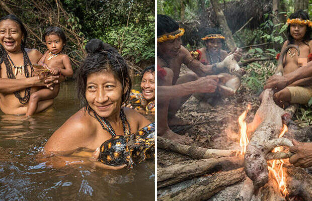 Жизнь амазонского племени на грани исчезновения (12 фото + 2 видео)