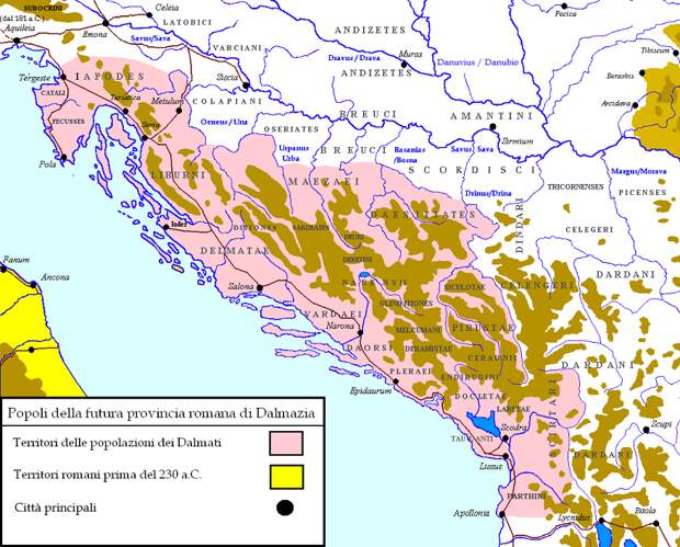 Иллирия и её обитатели. Территория между рекой Савой и адриатическим побережьем получила у римлян наименование Далмации. К северу от Савы вплоть до излучины Дуная простиралась территория Паннонии. commons.wikimedia.org - Войны Августа: завоевание Далмации и Паннонии | Военно-исторический портал Warspot.ru