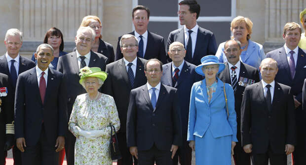 Barack Obama, Francois Hollande, Queen Elizabeth II, Vladimir Putin