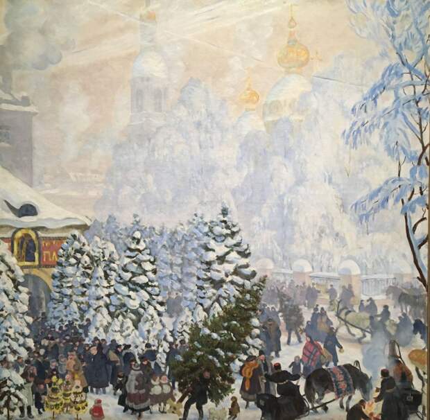 Борис Кустодиев. «Ёлочный торг», 1918. Холст, масло