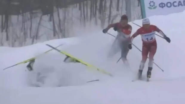 Собака сбила с ног двух лыжниц во время гонки на чемпионате России