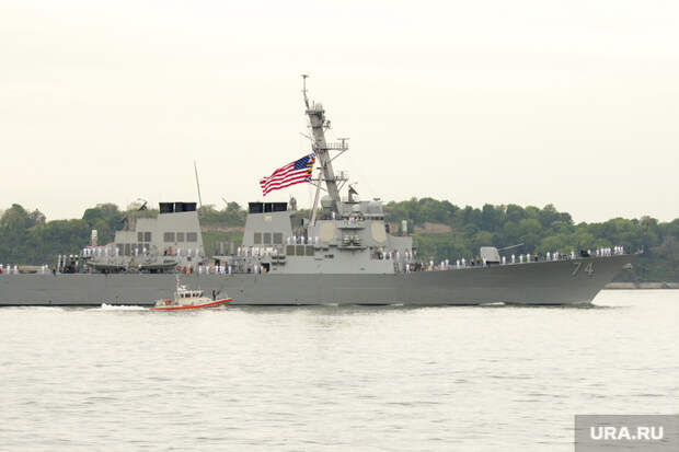 Американские эсминцы, военный корабль, море, американский флаг, военный корабль, эсминец сша