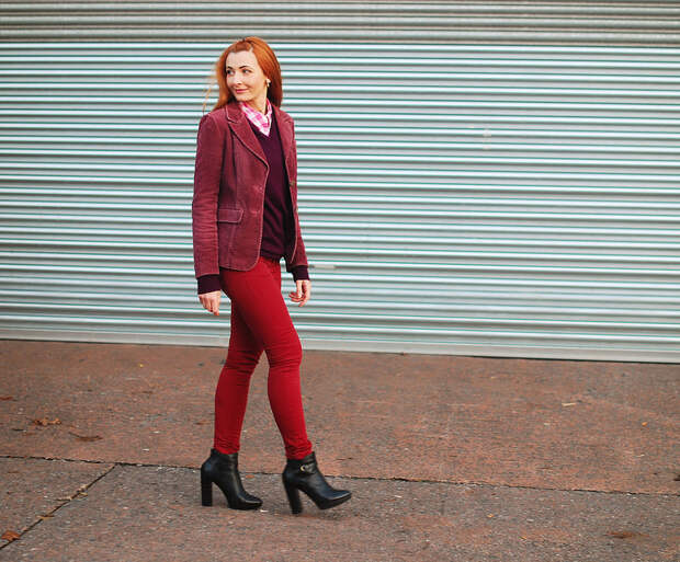 Autumn style: Head to toe red, burgundy and pink