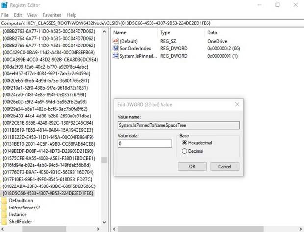 Hide Onedrive In File Explorer Windows Edit Dword 2