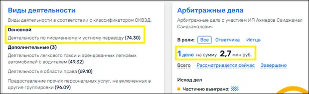 Скриншот страницы сайта rusprofile.ru