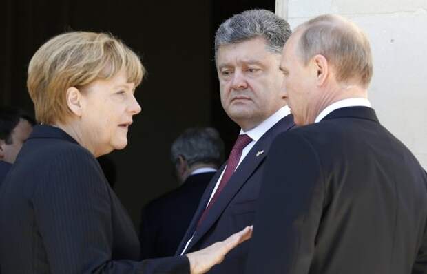 Меркель, Путин и Порошенко, фото с сайта perta.ru