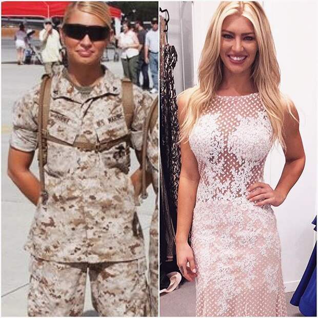 Секси-сержант морской пехоты подалась в модели и показала свои прелести