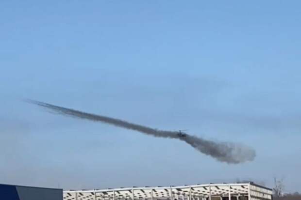 Появились кадры удара вертолета Ка-52 ВКС России по Киеву