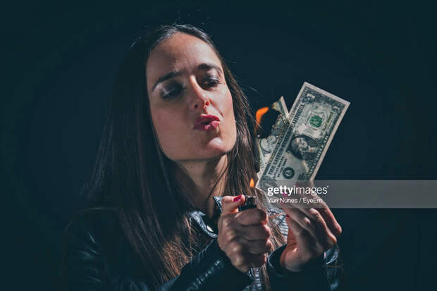 Burning Dollar Woman