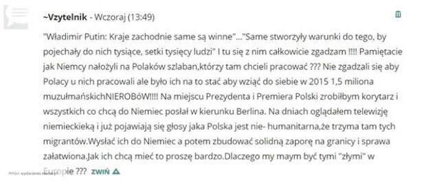 Слова Путина о миграционном кризисе привели в волнение жителей Польши