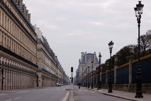 Пустая улица Риволи в Париже