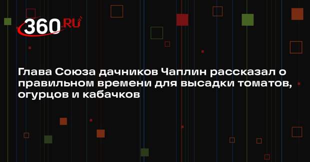 Глава Союза дачников Чаплин рассказал о правильном времени для высадки томатов, огурцов и кабачков