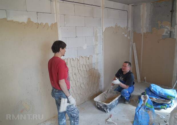 Штукатурка газобетона по маякам