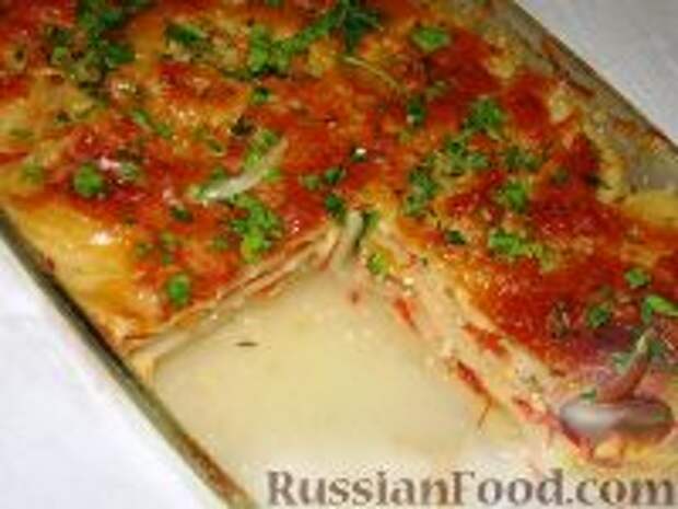 Фото к рецепту: Картофельный гратен с овощами