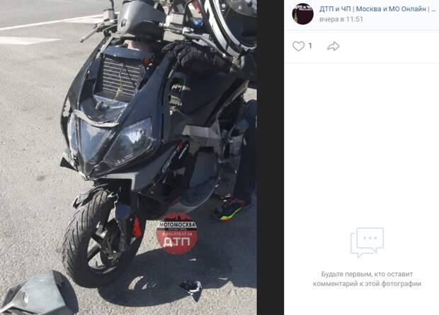 Таксист неудачно «подрезал» мотоциклиста на Нижней Масловке