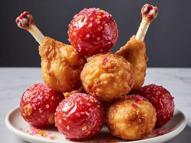 Куриные ножки превращаются в чупа-чупсы: румяные шарики с сочной серединой