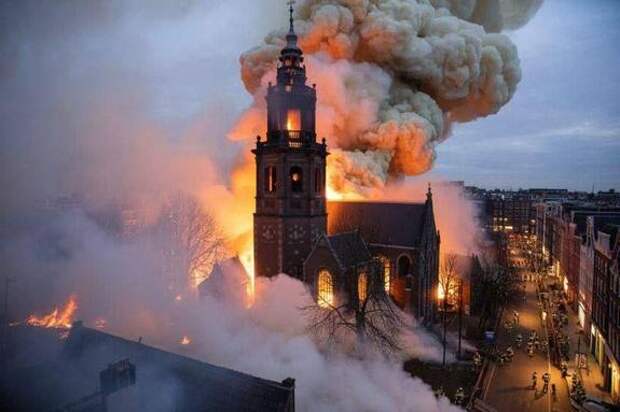 Один из старейших соборов Голландии сгорел в результате поджога