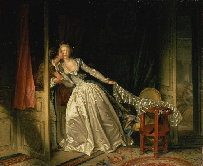«Поцелуй украдкой» конец 1780-х. Автор: Жан Оноре Фрагонар. «Целуй меня, целуй...» : Картины художников разных времен, увековечившие трепетность и нежность поцелуев