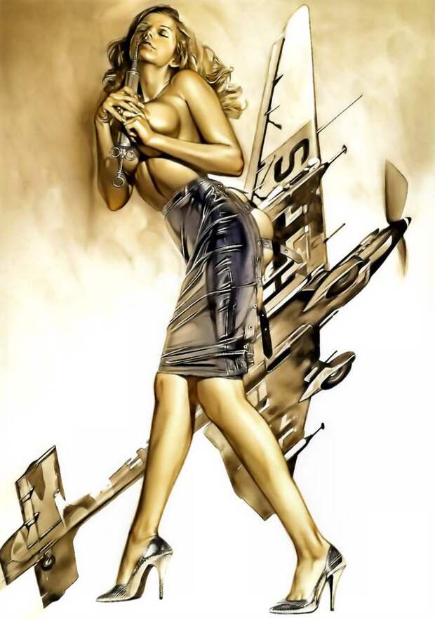 Девушки и самолеты японского художника Hajime Sorayama (4)