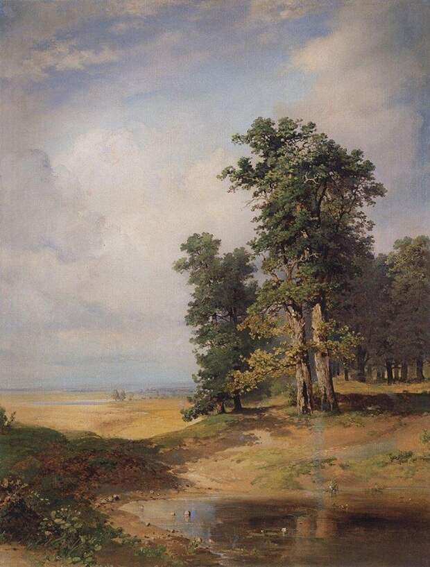 Летний пейзаж с дубами. 1855 год). Автор: Алексей Саврасов. Летний пейзаж с дубами. 1855 год). Автор: Алексей Саврасов.
