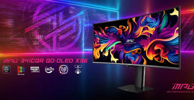 Ровные субпиксели и плёнка для глубокого чёрного. MSI представила монитор MPG 341CQR QD-OLED X36 на панели Tandem OLED пятого поколения