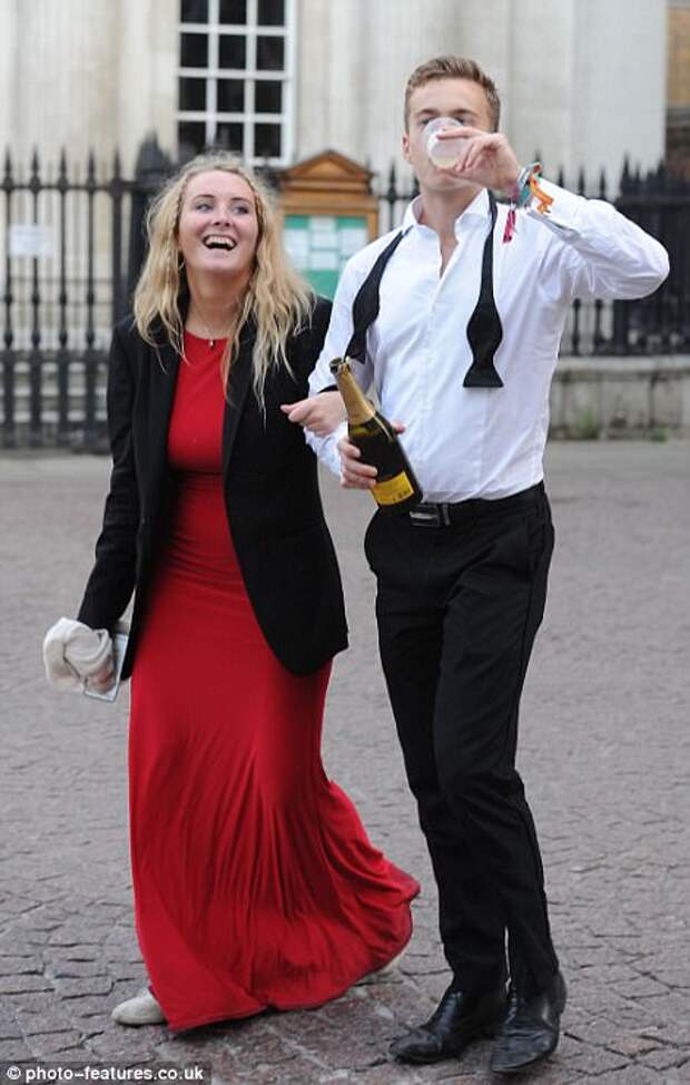 One reveller could be seen sipping on champagne on Tuesday morning