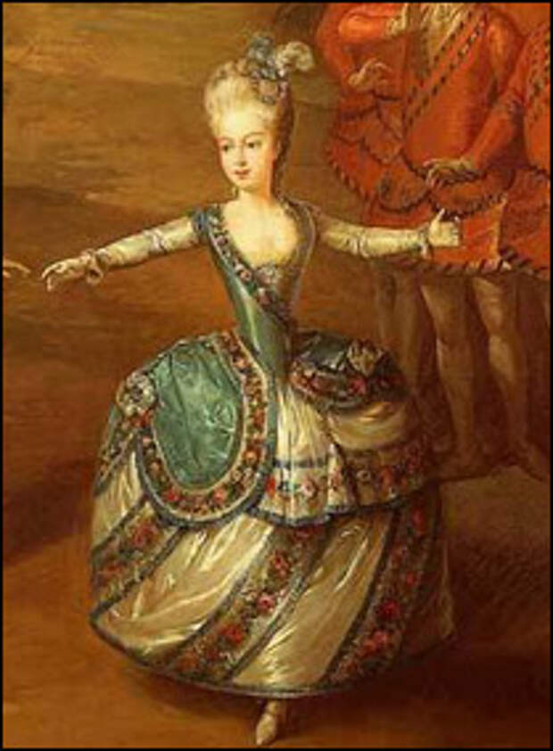 1765 г.Мария-Антуанетта и ее братья, Фердинанд и Максимилиан танцуют в балете, поставленном по случаю бракосочетания Иосифа II с Марией Баварской.