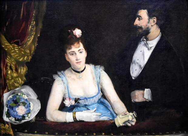 Ева Гонсалес и Леон Ленхоф в ложе Итальянского театра, Эдурад Мане, 1874. (сс) Wikimedia Commons