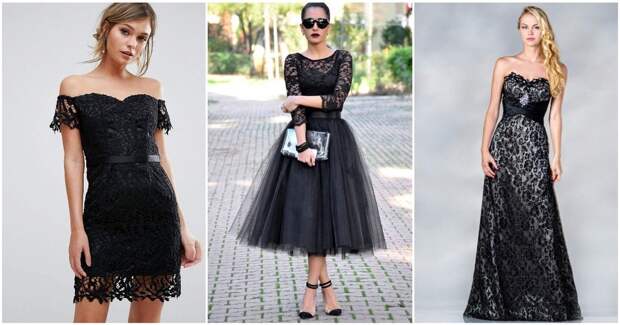 Черное кружево — эффектная деталь стильного платья
