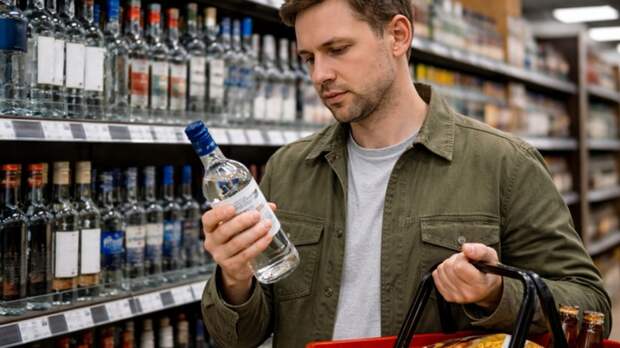 Покупка алкоголя / Водка / Алкоголь / Изображение сгенерировано ИИ ChatGPT / amic.ru