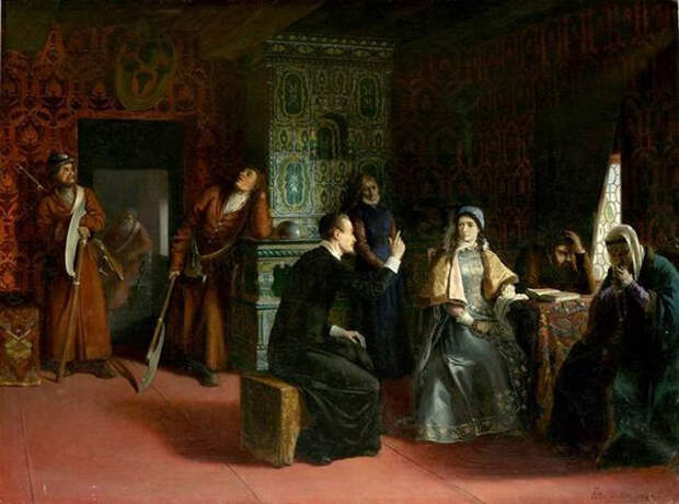 Марина Мнишек и её отец Ежи Мнишек в Ярославле (художник - М. Клодт)