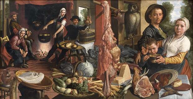 Pieter Aertsen - The Fat Kitchen. An Allegory, 1508-75, Автор: Датская национальная галерея, Копенгаген (SMK) (Копенгаген (СМК) Датская национальная галерея)Датская национальная галерея, Копенгаген (SMK) (Живопись на Gallerix.ru)