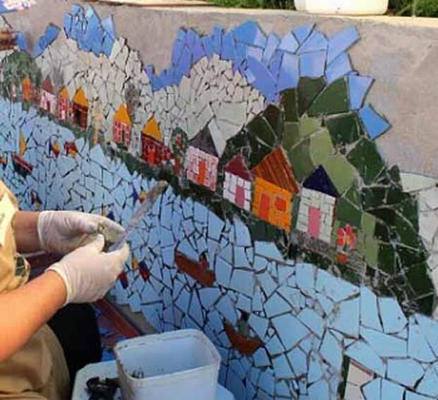 как украсить забор мозаикой своими руками