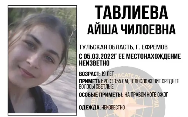 В Ефремове Тульской области начали поиски пропавшей 19-летней девушки