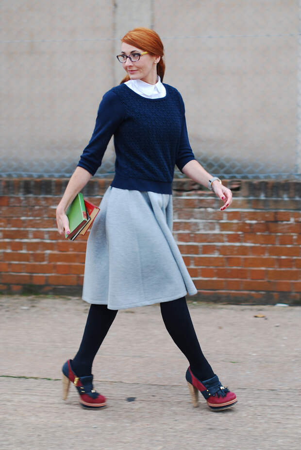 Preppy style with navy and grey