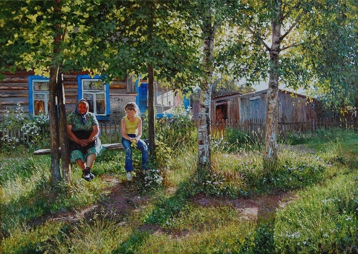 Деревенские пейзажи Художник, художество, деревня, длиннопост, картина маслом