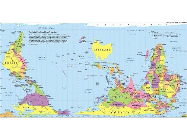 Картинка из свободного источника Интернет. Австралийская карта мира. Вы знали, что они везде разные? Свою страну все помещают в центр, а страны Южного полушария еще и переворачивают