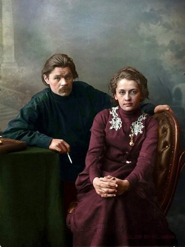 Максим Горький с женой Екатериной Пешковой. колоризация, личности, портреты