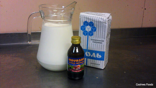 Продукты для сыра: пепсин, молоко, соль