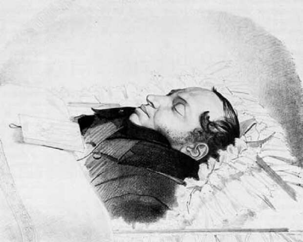 Посмертный рисунок Ф. А. Бруни «Пушкин во гробе»