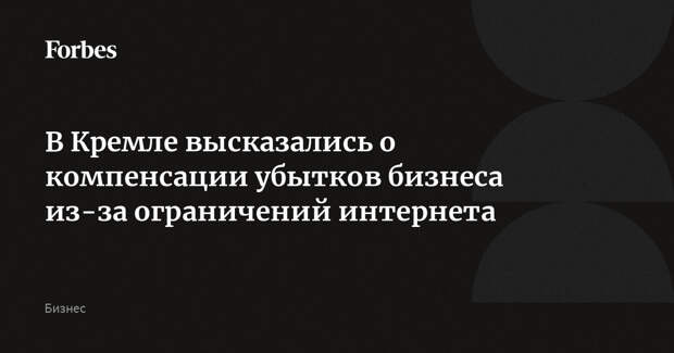 В Кремле высказались о компенсации убытков бизнеса из-за ограничений интернета