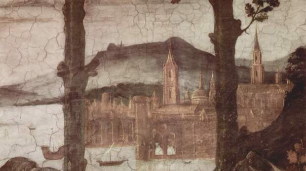 Сандро Боттичелли - Фрески Сикстинской капеллы в Риме, Искушение Христа. Деталь