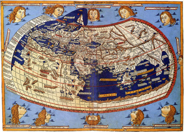 Карта «Обитаемого мира» Птолемея, воссозданная уже после его смерти на византийской рукописи XIII века – одна из самых известных и информативных.