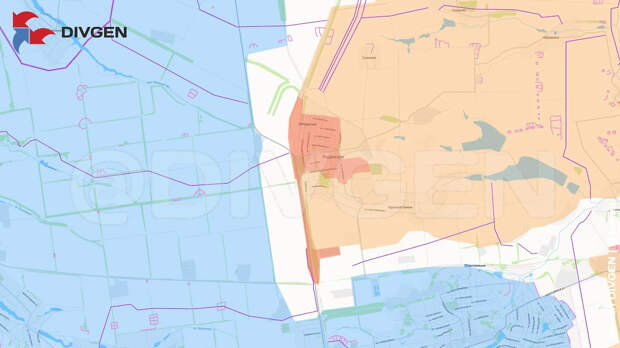 Карта СВО на 27 октября 2025 года. Армия России освобождает Родинское. Фото © Telegram / divgen