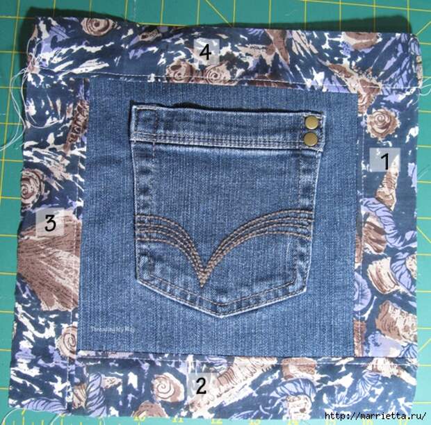 Подушка из джинсов для садовой скамейки (11) (510x504, 326Kb)
