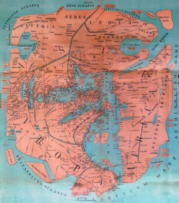 Воссозданная современными исследователями карта Помпония Мелы