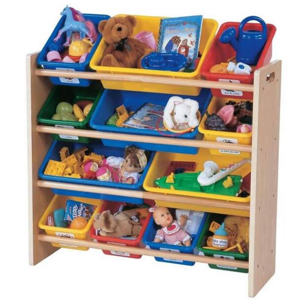 Удобные полочки для хранения игрушек разного размера. /Фото: i.pinimg.com